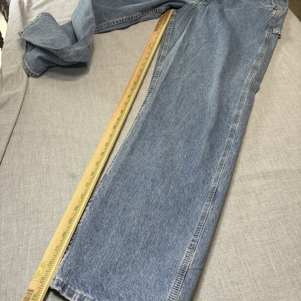 Y2K Vintage Lee Dungarees Baggy Wide Leg Carpenter Jeans Mens 34x34 Denim 2000's - Picture 13 of 15
